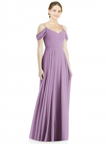 Shop Off the Shoulder Open Cowl-Back Evening Maxi Dress