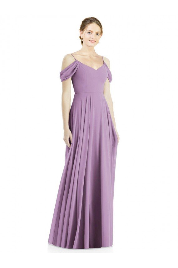 Shop Off the Shoulder Open Cowl-Back Evening Maxi Dress