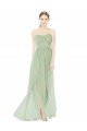 Shop Strapless Draped Bodice Evening Maxi Dress with Front Slits