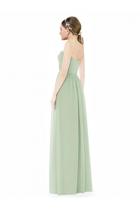 Shop Strapless Draped Bodice Evening Maxi Dress with Front Slits