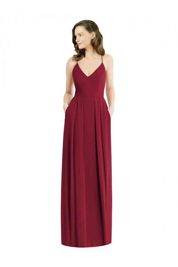 Shop Pleated Skirt Chiffon Evening Maxi Dress with Pockets