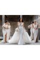 Shop Chiffon Long Champagne Evening Dress with Sexy High Slit and Front Ruffles