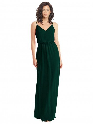 Shop V-Neck Blouson Bodice Chiffon Evening Maxi Dress