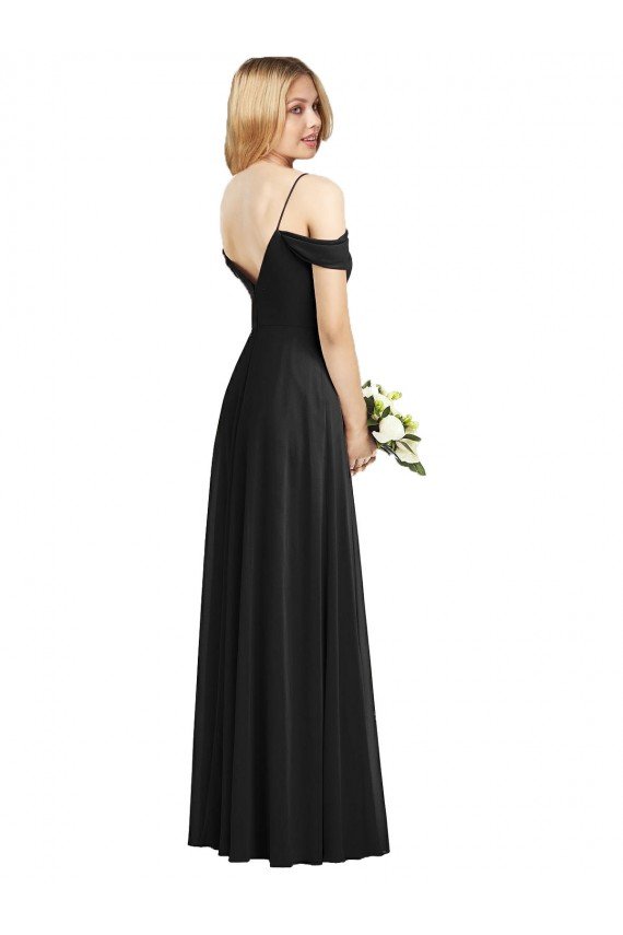 Shop Cold-Shoulder V-Back Chiffon Evening Maxi Dress