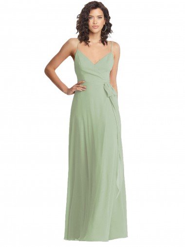 Shop V-Neck Low Back Maxi Wrap Chiffon Evening Dress
