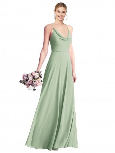 Shop Cowl Neck Criss Cross Back Chiffon Evening Maxi Dress