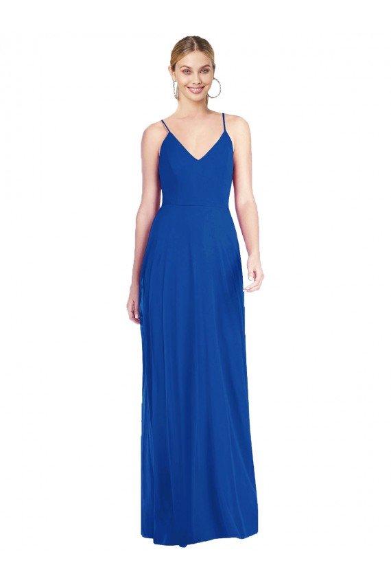 Shop Criss Cross Back A-Line Chiffon Evening Maxi Dress