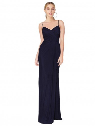 Shop Draped Spaghetti Straps Long Chiffon Mermaid Evening Dress