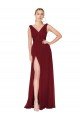Shop Draped Mermaid Long V-Neck Chiffon Evening Dress with High Slit