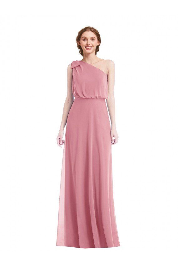 Shop One Shoulder Bow Blouson Bodice Evening Maxi Dress