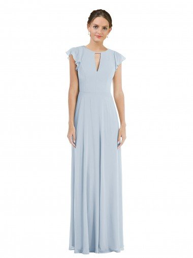 Shop Flutter Sleeve V Keyhole Chiffon Evening Maxi Dress
