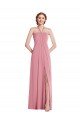 Shop Draped Chiffon Grecian Column Evening Dress with Front Slit