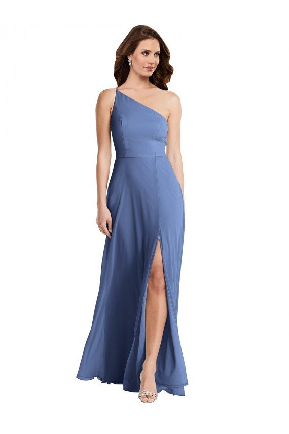 Shop One Shoulder Full Length Evening Maxi Dress with Flirty Slit