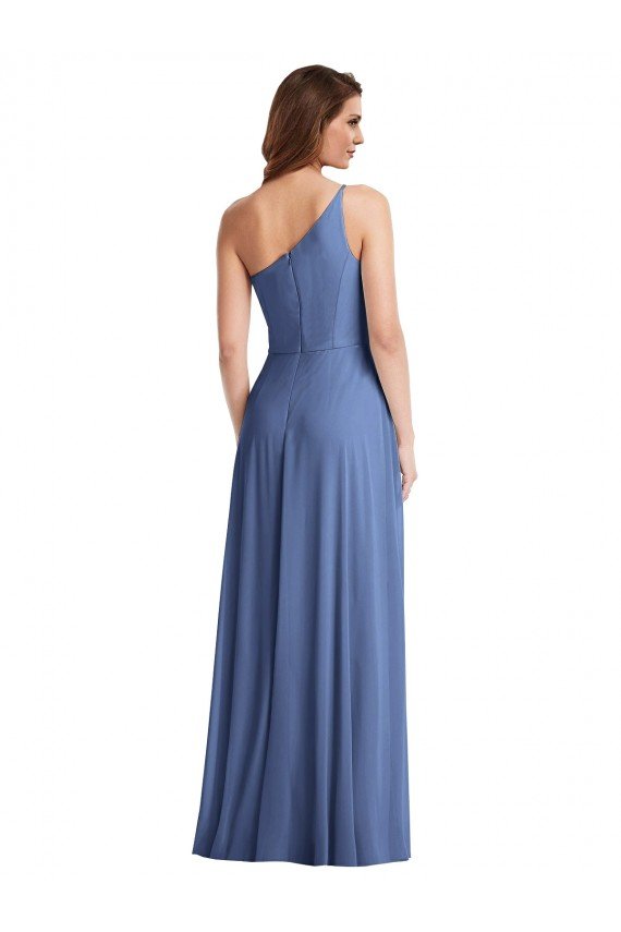 Shop One Shoulder Full Length Evening Maxi Dress with Flirty Slit