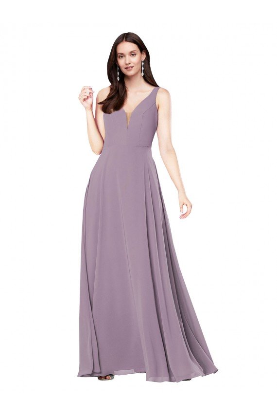 Shop Long Chiffon Evening Dress with Open Back