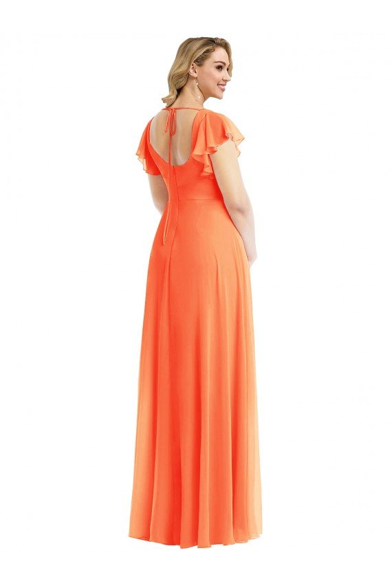 Shop Flutter Sleeves Scoop Open Back Chiffon Evening Maxi Dress