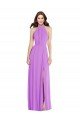 Shop Halter Backless Evening Maxi Dress with Button Ruffle Placket