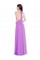 Shop Halter Backless Evening Maxi Dress with Button Ruffle Placket