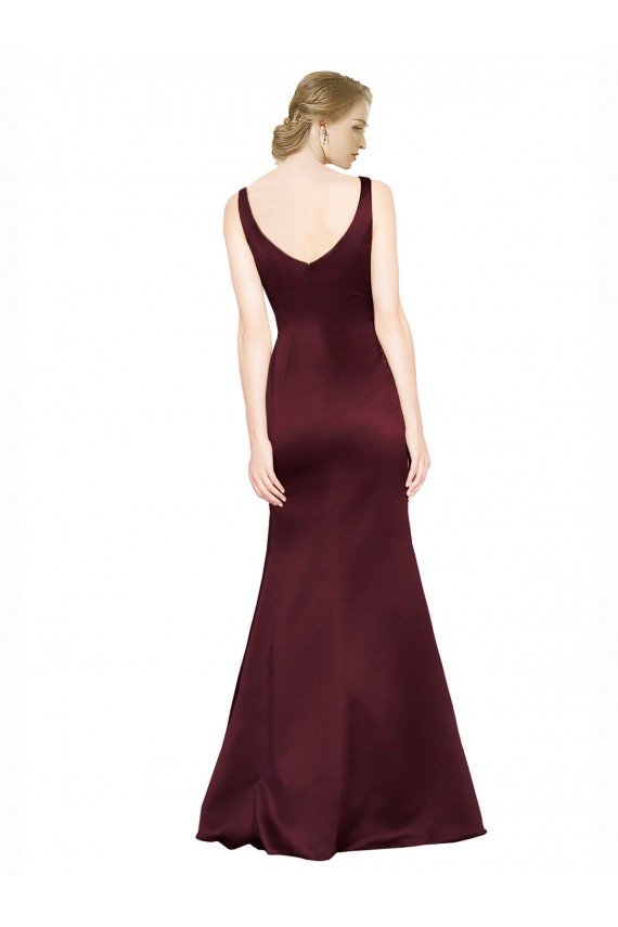 Shop Figure Shaping Satin Evening Dress with Structured Pleats