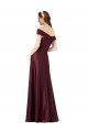Shop Long Off the Shoulder Satin Evening Dress with Thigh-high Slit