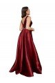 Shop Sleeveless Deep V-Neck A-Line Satin Evening Dress with Pockets