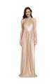 Shop Floor Length Halter Neck Sparkling Sequin Evening Dress with Pleats