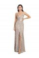 Shop V-Neck Fully Sequin Evening Dress with V-Back and Front Slit