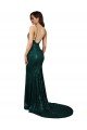Shop Fishtail Shaped V-Neck Open Back Long Sequin Evening Dress