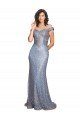 Shop Off the Shoulder Sweetheart Neckline Sequin Evening Dress with Thigh High Slit