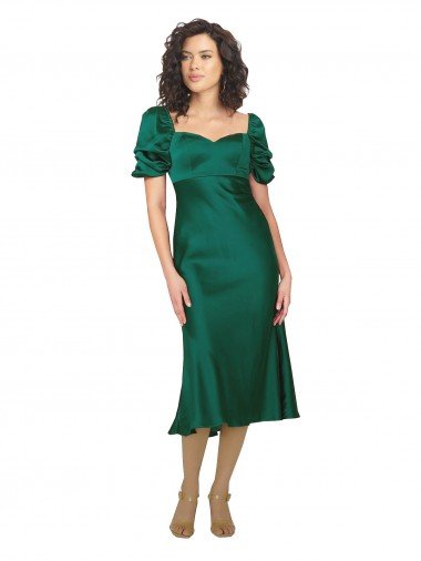 Shop Ruched Sleeve Silky Satin Evening Dress