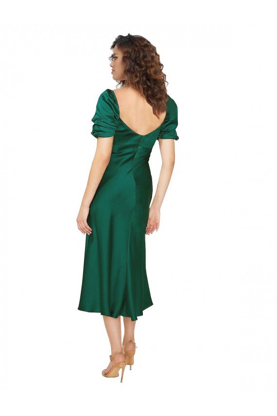 Shop Ruched Sleeve Silky Satin Evening Dress