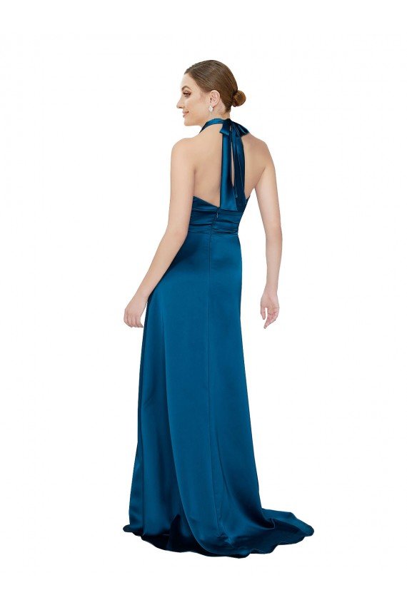 Shop Halter Neck Silky Satin Evening Dress