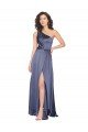 Shop Draped Silky Satin Evening Dress with Tied Waist