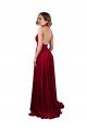 Shop A-Line Halter Plunge V-Neckline Open Back Spandex Evening Dress with Slit