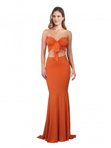 Shop Strapless Bandeau Bodice Long Spandex Evening Dress