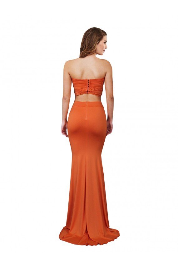 Shop Strapless Bandeau Bodice Long Spandex Evening Dress