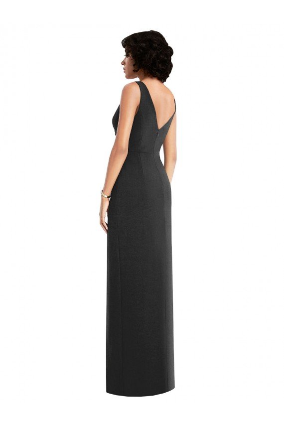Shop Draped Wrap Maxi Spandex Evening Dress with Front Slit