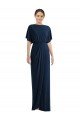 Shop Open Back Short Sleeves Draped Tulip Skirt Maxi Spandex Evening Dress
