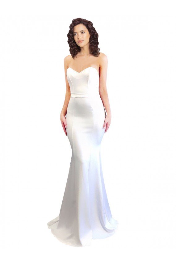 Shop Sweetheart Strapless High Neck Long Crepe Evening Dress