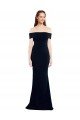 Shop Off the Shoulder Fitted Crepe Evening Dress with Back Cut Out