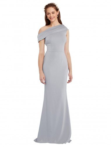 Shop Off the Shoulder Asymmetrical Mermaid Crepe Evening Dress