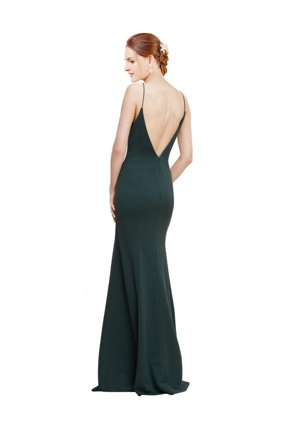 Shop Deep V-Neck and Back Long Crepe Evening Dress