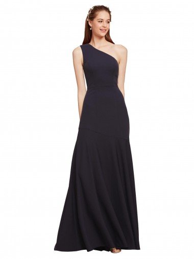 Shop Fit and Flare Crepe Evening Dress with One Shoulder