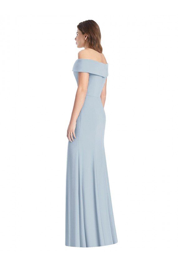 Shop Cuffed Off the Shoulder Long Trumpet Evening Dress