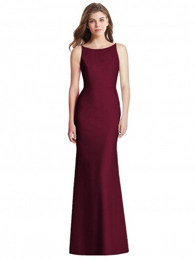 Shop Open Cowl Back Bateau Neck Trumpet Evening Dress
