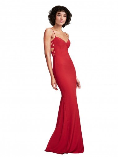 Shop Spaghetti Strap Slip Neckline Crepe Evening Dress