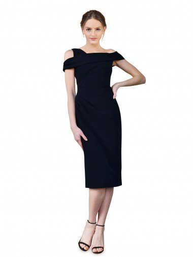 Shop Draped Cross Shoulder Stretch Crepe Cocktail Evening Dress