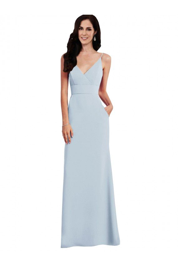 Shop V Back Spaghetti Strap Evening Maxi Dress with Pockets