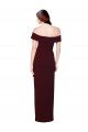 Shop Off the Shoulder Long Crepe Evening Dress with Waist Tie