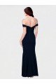 Shop Mermaid Off the Shoulder Long Crepe Evening Dress with Low Back